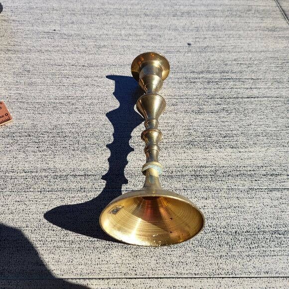 Vintage Brass Candlestick MCM - 7 Inches - Made In India - Picture 7 of 9